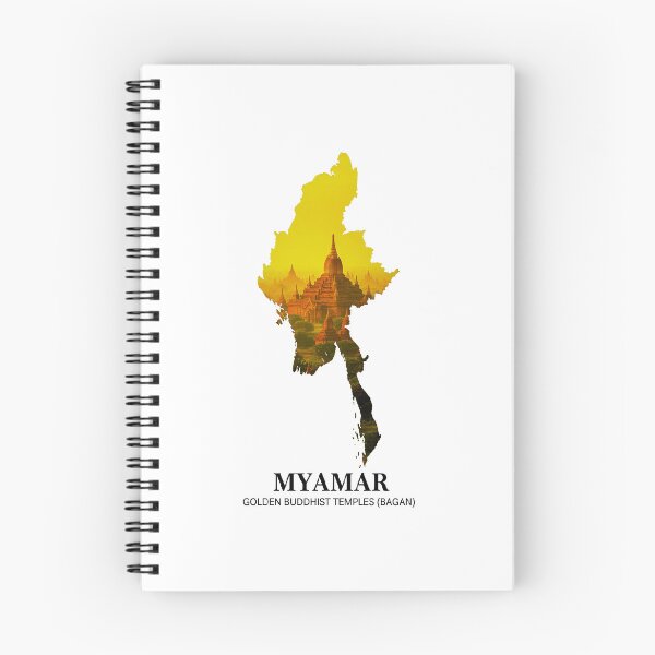 Item preview, Myanmar Map Silhouette - Golden Buddhist Temples of Bagan Art designed and sold by AbulailArt.