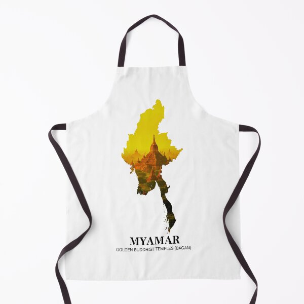 Item preview, Myanmar Map Silhouette - Golden Buddhist Temples of Bagan Art designed and sold by AbulailArt.