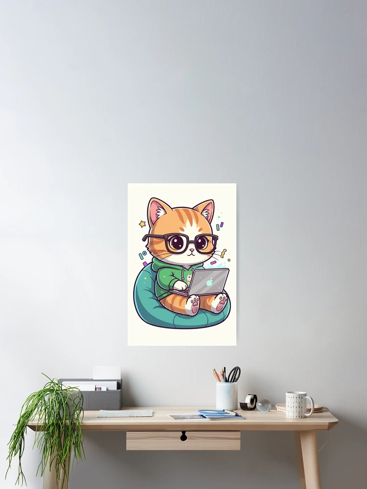 Thumbnail 2 of 3, Poster, Programmer Cat Coding designed and sold by HoopeStylee.