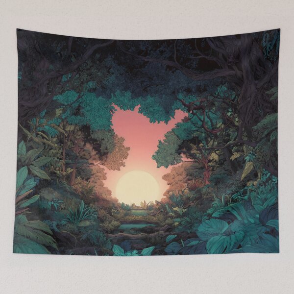 Item preview, Jungle Sunset Forest Clearing designed and sold by LuminousFoundry.