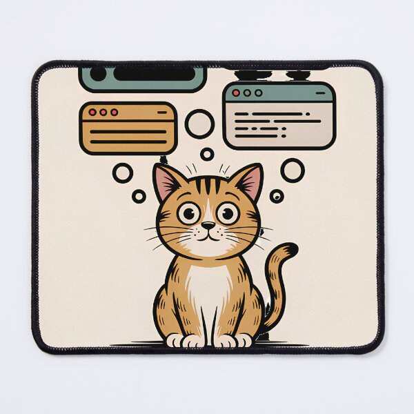 Item preview, Funny Retro Cat - Too Many Tabs Open in My Brain designed and sold by Insight-Ink.