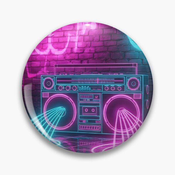 Item preview, Neon Synthwave Boombox - 80s Retro Music Art designed and sold by powersunlight.