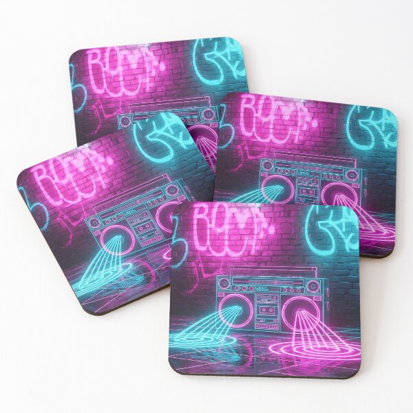 Item preview, Neon Synthwave Boombox - 80s Retro Music Art designed and sold by powersunlight.