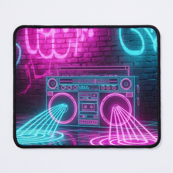 Item preview, Neon Synthwave Boombox - 80s Retro Music Art designed and sold by powersunlight.
