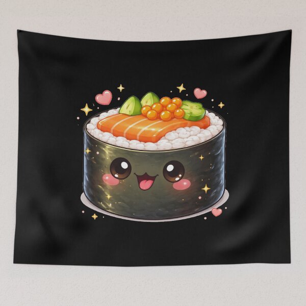 Item preview, Kawaii Cute Sushi Roll Cartoon designed and sold by MarinaBlackArt.