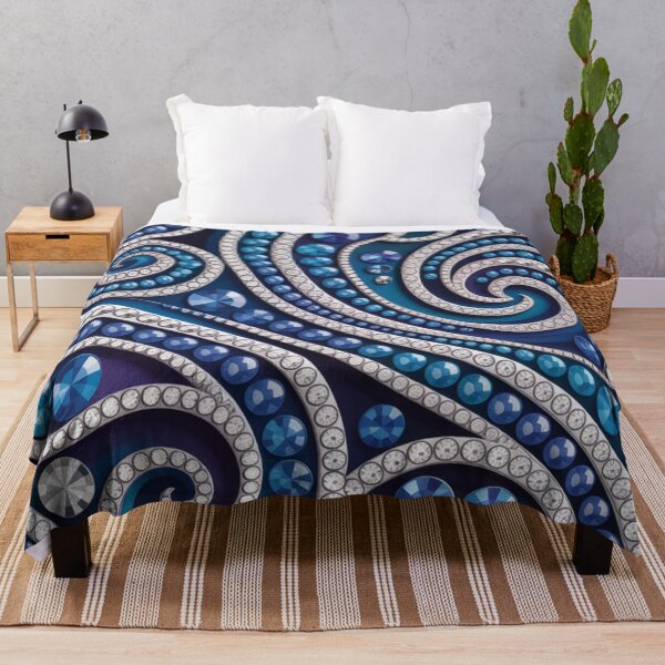 Item preview, Stylish Abstract Grey Turquoise Navy Blue Wave Pattern designed and sold by LEILA ART SPACE.