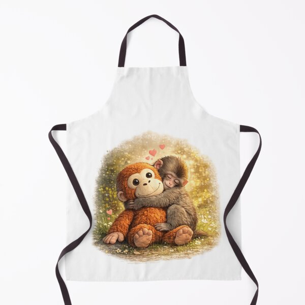 Item preview, Punch Monkey Hug Illustration – Cute Baby Macaque Plush Toy Comfort Art designed and sold by The Engineer.