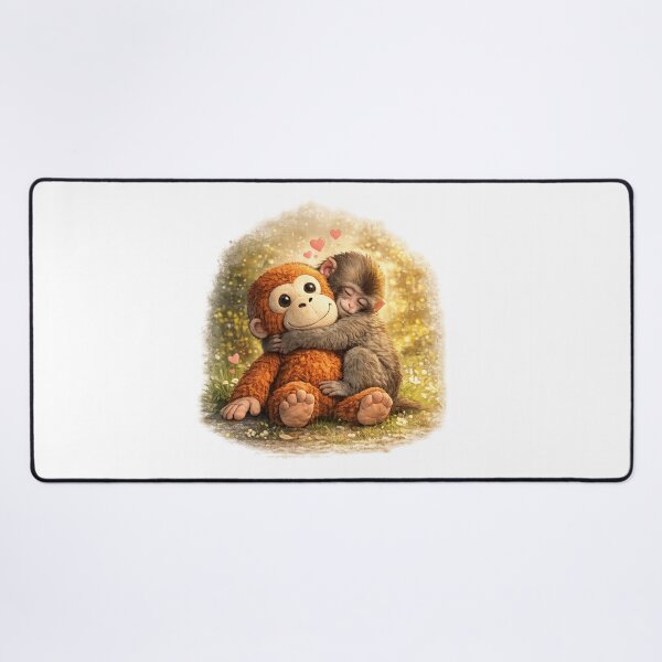 Item preview, Punch Monkey Hug Illustration – Cute Baby Macaque Plush Toy Comfort Art designed and sold by The Engineer.
