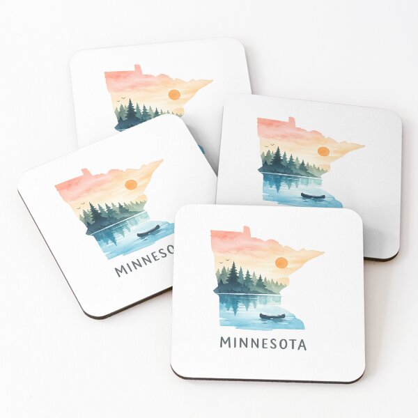 Item preview, Minnesota Minimalist Watercolor State Icon – Lake Sunset Nature Illustration designed and sold by Nusha Creations.