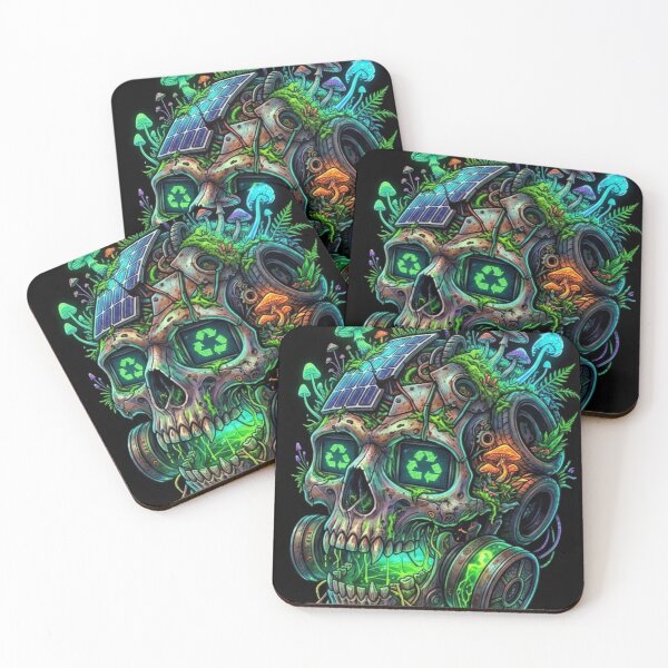 Item preview, Eco Cyborg Skull and Fungi Apocalypse Art designed and sold by JanRizz.