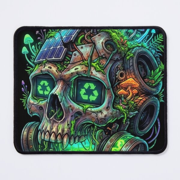 Item preview, Eco Cyborg Skull and Fungi Apocalypse Art designed and sold by JanRizz.