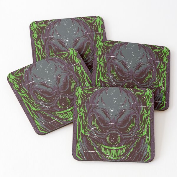 Item preview, Greatscar the killer clown, vibrant neon green lines. designed and sold by LeedsArtStudio.