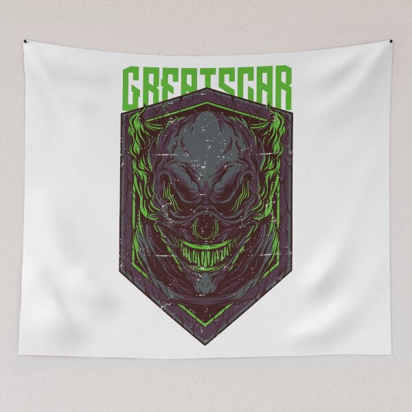 Item preview, Greatscar the killer clown, vibrant neon green lines. designed and sold by LeedsArtStudio.
