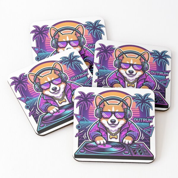 Item preview, Synthwave DJ Shiba Inu Retro 80s Neon designed and sold by crazygoose30.