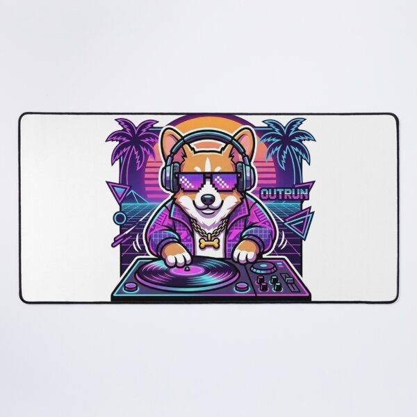 Item preview, Synthwave DJ Shiba Inu Retro 80s Neon designed and sold by crazygoose30.