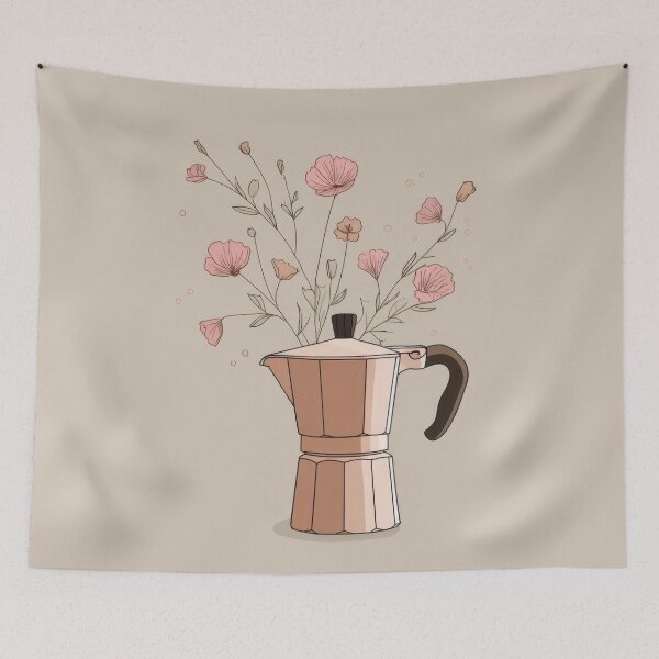 Item preview, Coffee pot with flowers in a vase designed and sold by anytka.