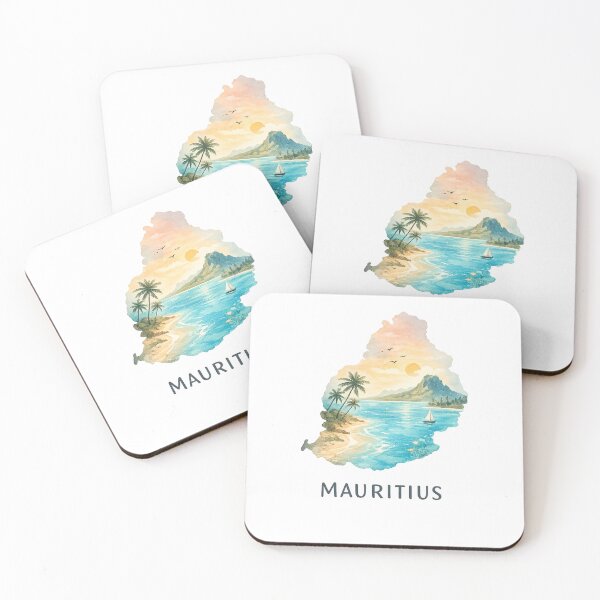 Item preview, Mauritius Minimalist Watercolor Island Icon – Tropical Paradise Travel Art designed and sold by Nusha Creations.
