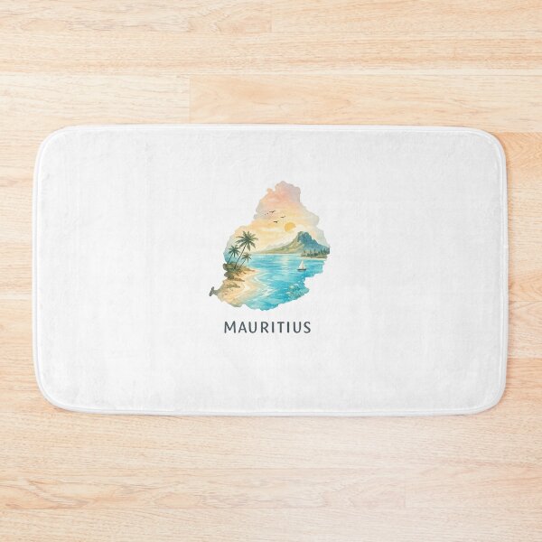 Item preview, Mauritius Minimalist Watercolor Island Icon – Tropical Paradise Travel Art designed and sold by Nusha Creations.
