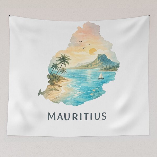 Item preview, Mauritius Minimalist Watercolor Island Icon – Tropical Paradise Travel Art designed and sold by StickyDelights.