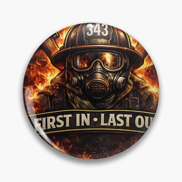 Item preview, First In Last Out Firefighter Axe Badge designed and sold by RescueMerch - First Responders Gear.