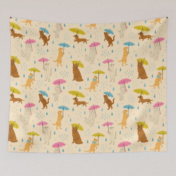 Item preview, Bright Pastel It's Raining Cats & Dogs  designed and sold by Carrie Cantwell Art.