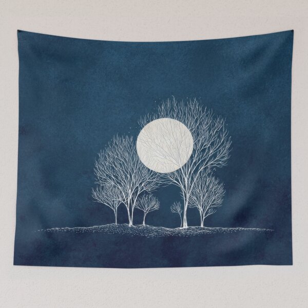 Item preview, Night scene with trees and moon designed and sold by anytka.