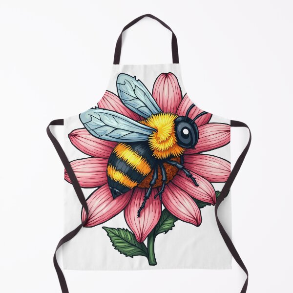 Item preview, Bumblebee on Pink Flower - Vibrant Botanical Nature Illustration designed and sold by DesignsByDessie.