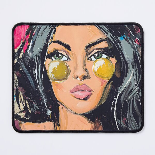 Item preview, Step into Modern Energy with a Stylized Woman Portrait Featuring Striking Eyes and Vibrant Splashes designed and sold by OlfactoART Studio.