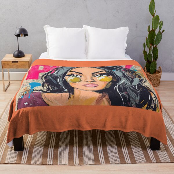 Item preview, Step into Modern Energy with a Stylized Woman Portrait Featuring Striking Eyes and Vibrant Splashes designed and sold by OlfactoART Studio.