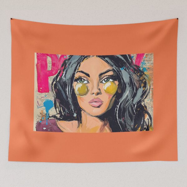 Item preview, Step into Modern Energy with a Stylized Woman Portrait Featuring Striking Eyes and Vibrant Splashes designed and sold by OlfactoART Studio.