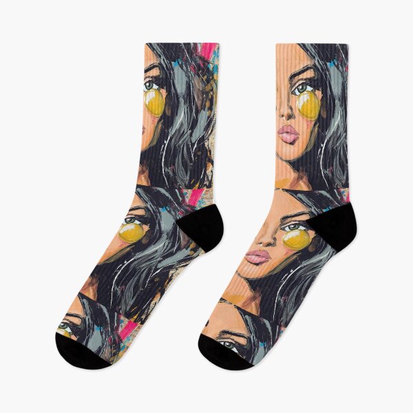 Item preview, Step into Modern Energy with a Stylized Woman Portrait Featuring Striking Eyes and Vibrant Splashes designed and sold by OlfactoART Studio.
