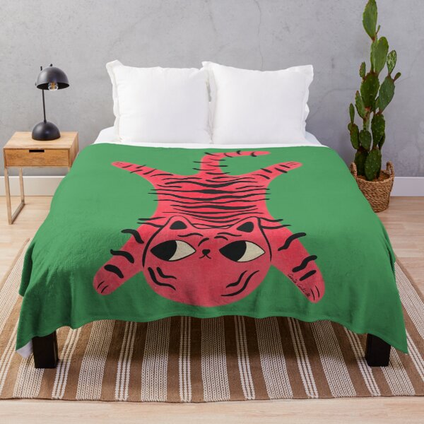 Item preview, Cute Cat Rug Illustration | Whimsical Pink Tiger Cat Graphic designed and sold by Carrie Cantwell Art.