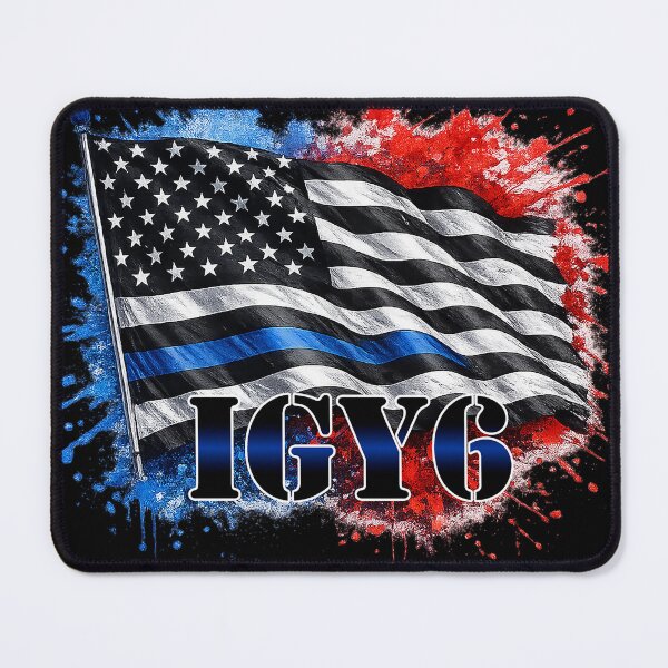 Item preview, IGY6 Thin Blue Line Flag – Patriotic Law Enforcement Support Design designed and sold by The Bearded Embroiderer.
