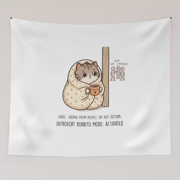 Item preview, Meme acogedor de burrito con manta de gato introvertido designed and sold by Quiet Mode Studio.