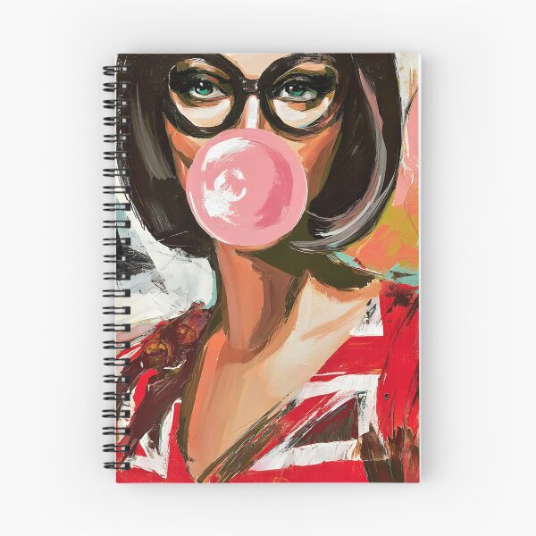Item preview, Step into Pop Art Fun with a Stylish Woman in Union Jack Dress Blowing a Pink Bubblegum designed and sold by OlfactoART Studio.