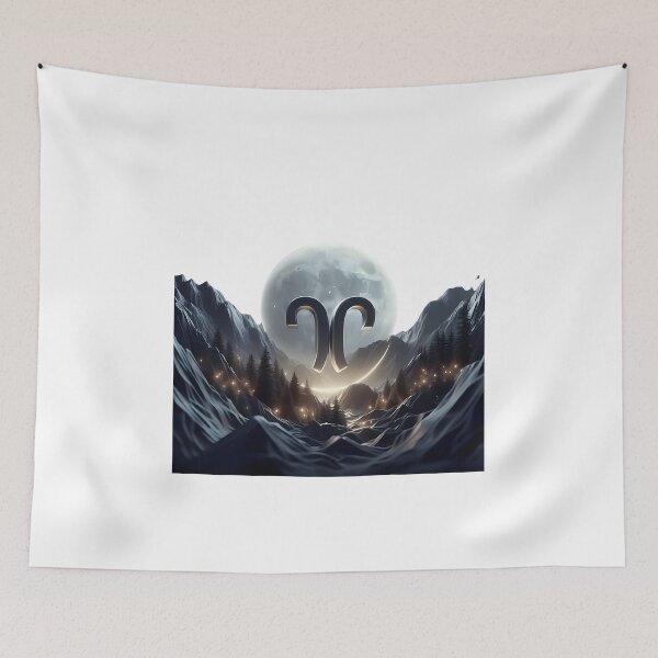 Item preview, Aries Dark Moon Mountain Mystic Landscape designed and sold by Zodiac Celestial Art.