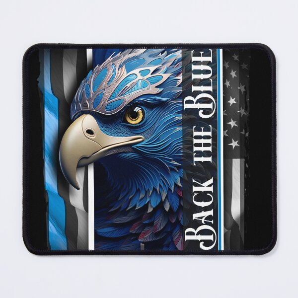Item preview, Back the Blue Eagle – Thin Blue Line Patriotic Support Design designed and sold by The Bearded Embroiderer.