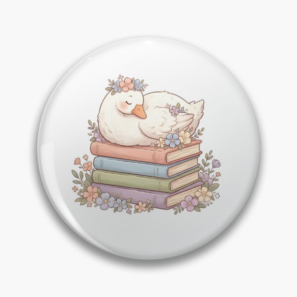 Item preview, Cute Bookish Goose with Flower Crown – Cozy Reading Aesthetic designed and sold by KhananiStudio.