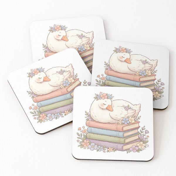 Item preview, Cute Bookish Goose with Flower Crown – Cozy Reading Aesthetic designed and sold by KhananiStudio.