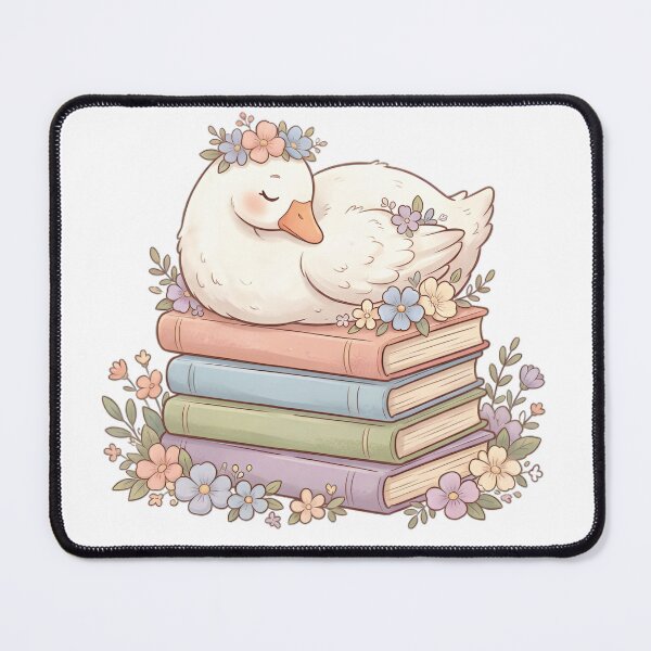 Item preview, Cute Bookish Goose with Flower Crown – Cozy Reading Aesthetic designed and sold by KhananiStudio.