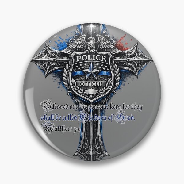 Item preview, Police Officer Cross – Blessed Are the Peacemakers (Matthew 5:9) designed and sold by The Bearded Embroiderer.