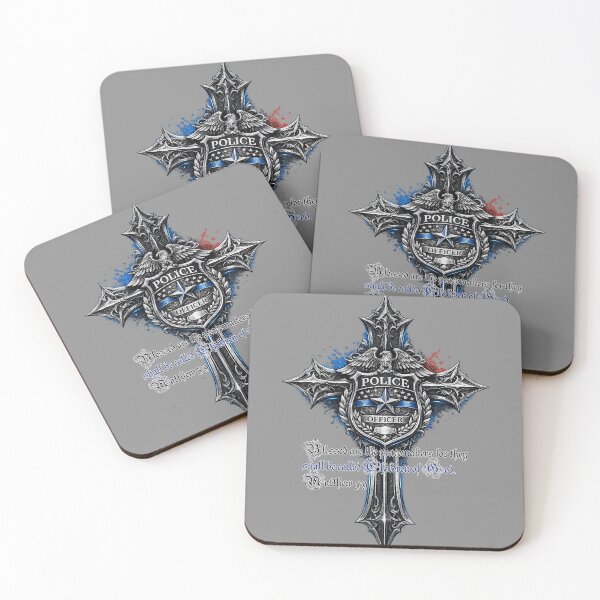 Item preview, Police Officer Cross – Blessed Are the Peacemakers (Matthew 5:9) designed and sold by The Bearded Embroiderer.