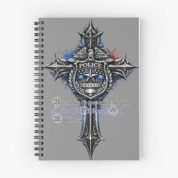 Item preview, Police Officer Cross – Blessed Are the Peacemakers (Matthew 5:9) designed and sold by The Bearded Embroiderer.