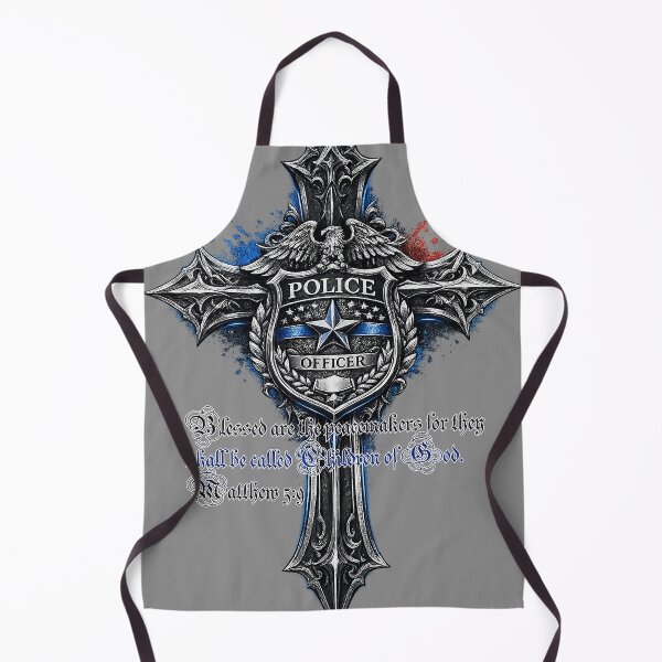 Item preview, Police Officer Cross – Blessed Are the Peacemakers (Matthew 5:9) designed and sold by The Bearded Embroiderer.
