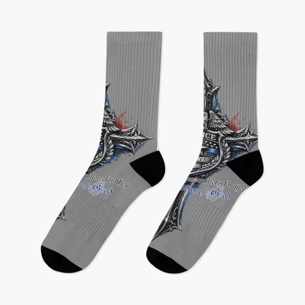 Item preview, Police Officer Cross – Blessed Are the Peacemakers (Matthew 5:9) designed and sold by The Bearded Embroiderer.