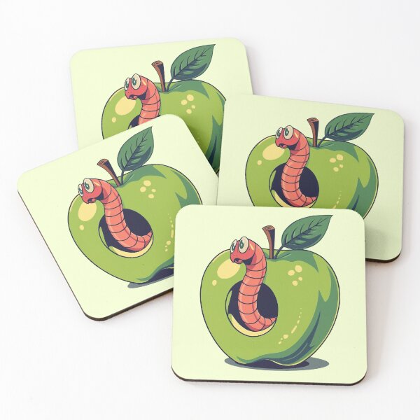 Item preview, Cute Little Worm in a Green Apple designed and sold by Retro-Bloom.