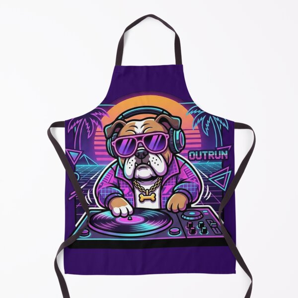 Item preview, Synthwave DJ Bulldog Retro 80s Neon designed and sold by crazygoose30.