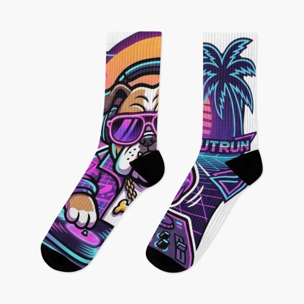Item preview, Synthwave DJ Bulldog Retro 80s Neon designed and sold by crazygoose30.