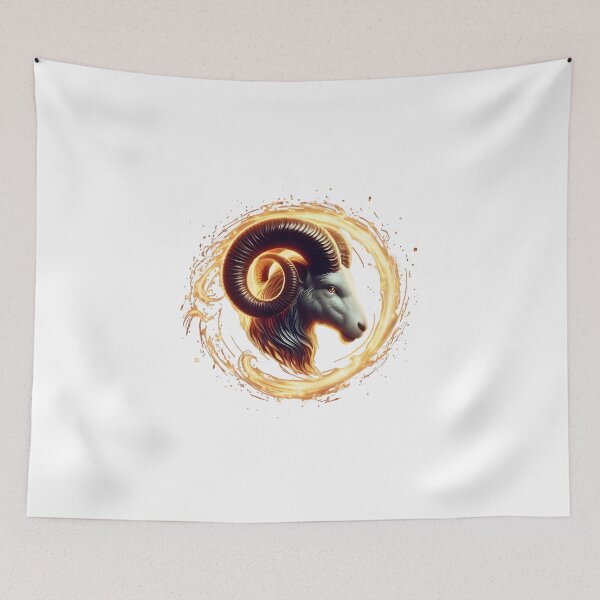 Item preview, Aries Fire Ram Circle Zodiac Sign Art designed and sold by Zodiac Celestial Art.