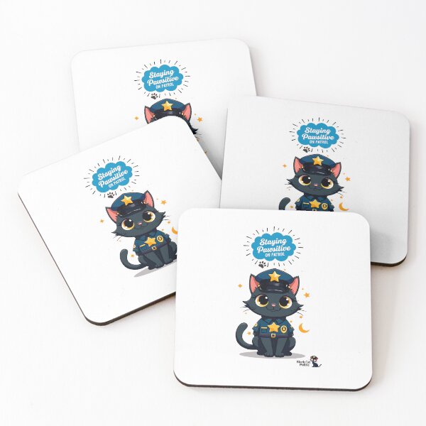 Item preview, Staying Pawsitive On Patrol Black Cat Police Art designed and sold by Black Cat Merch Company.